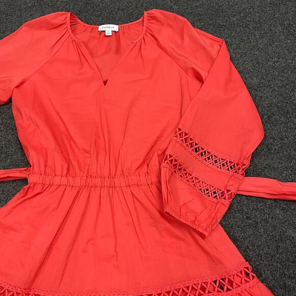 Evereve Juliana Coral Dress XS Cayenne Embroidered Lace Ruffle - Picture 10 of 16